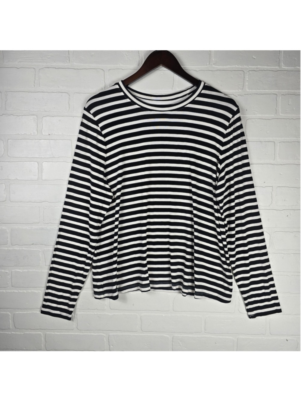 Women's A New Day Long Sleeve Striped Tee Black White Size XL